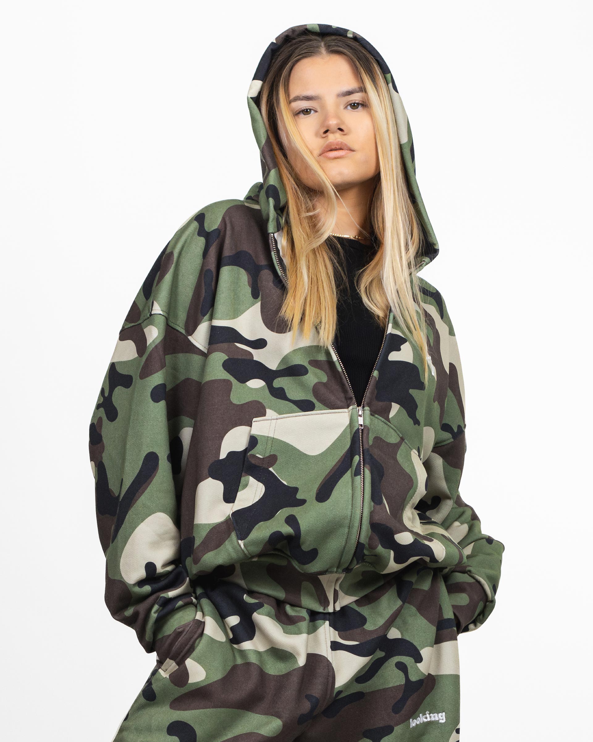 ZIP HOODIE BOXY (WASHED CAMO)
